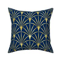 Art Deco cobalt blue thin gold fans