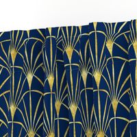 Art Deco cobalt blue thin gold fans