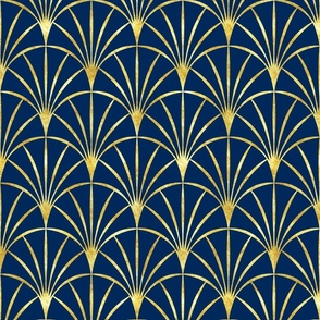 Art Deco cobalt blue thin gold fans