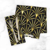 Art Deco black thin gold fans Wallpaper