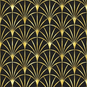 Art Deco black thin gold fans Wallpaper