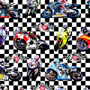 Moto GP Motorbikes Checkered Background