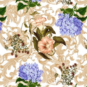 Rococo Floral No.3 White - Large Version