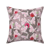 butterflies on lace dotty pink