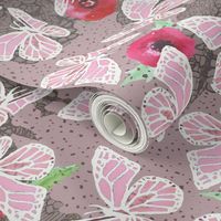 butterflies on lace dotty pink