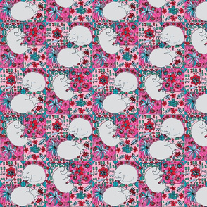 White Cats, Spanish Tile-Pink