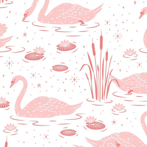 Summer Swan - white coral pink - extra large scale