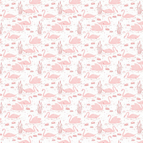 Summer Swan - white coral pink - small scale