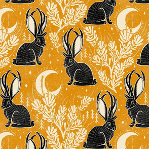 Jackalope - 15" large - marigold & black 