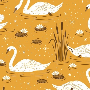 Summer Swan - goldenrod mustard yellow - extra large scale