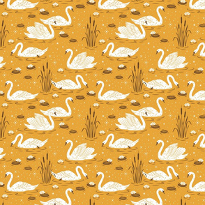 Summer Swan - goldenrod mustard yellow - medium scale