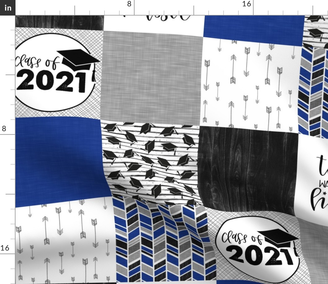 Grad 2021//Blue - Wholecloth Cheater Quilt
