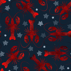 lobster love red on blue large