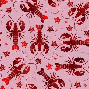 lobster love red on pink small