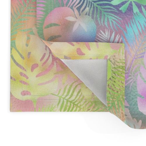 Bigger Tropical Rainforest Leaves Batik Look Pastel Rainbow