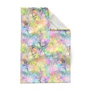 Smaller Tropical Rainforest Leaves Batik Look Pastel Rainbow