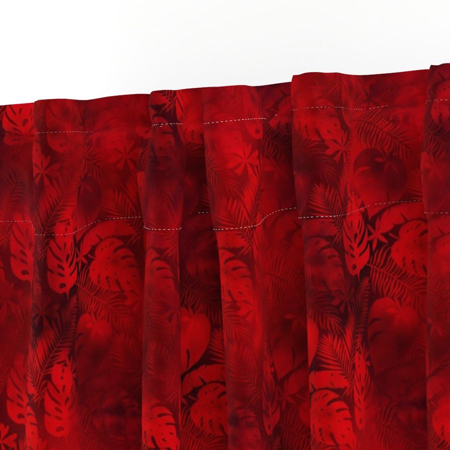 Smaller Tropical Rainforest Leaves Batik Look Dark Red