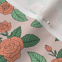 Romantic bohemian rose garden english roses nursery design vintage orange seventies muted green blush