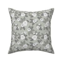 Romantic bohemian rose garden english roses nursery design mist green gray white