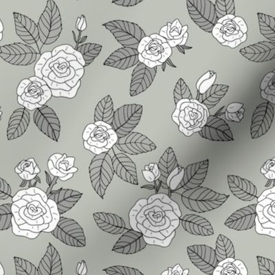 Romantic bohemian rose garden english roses nursery design mist green gray white