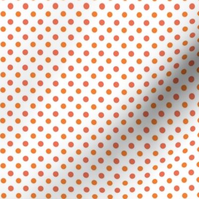 Papaya polka dot on white // coral,  orange and white polka dot 