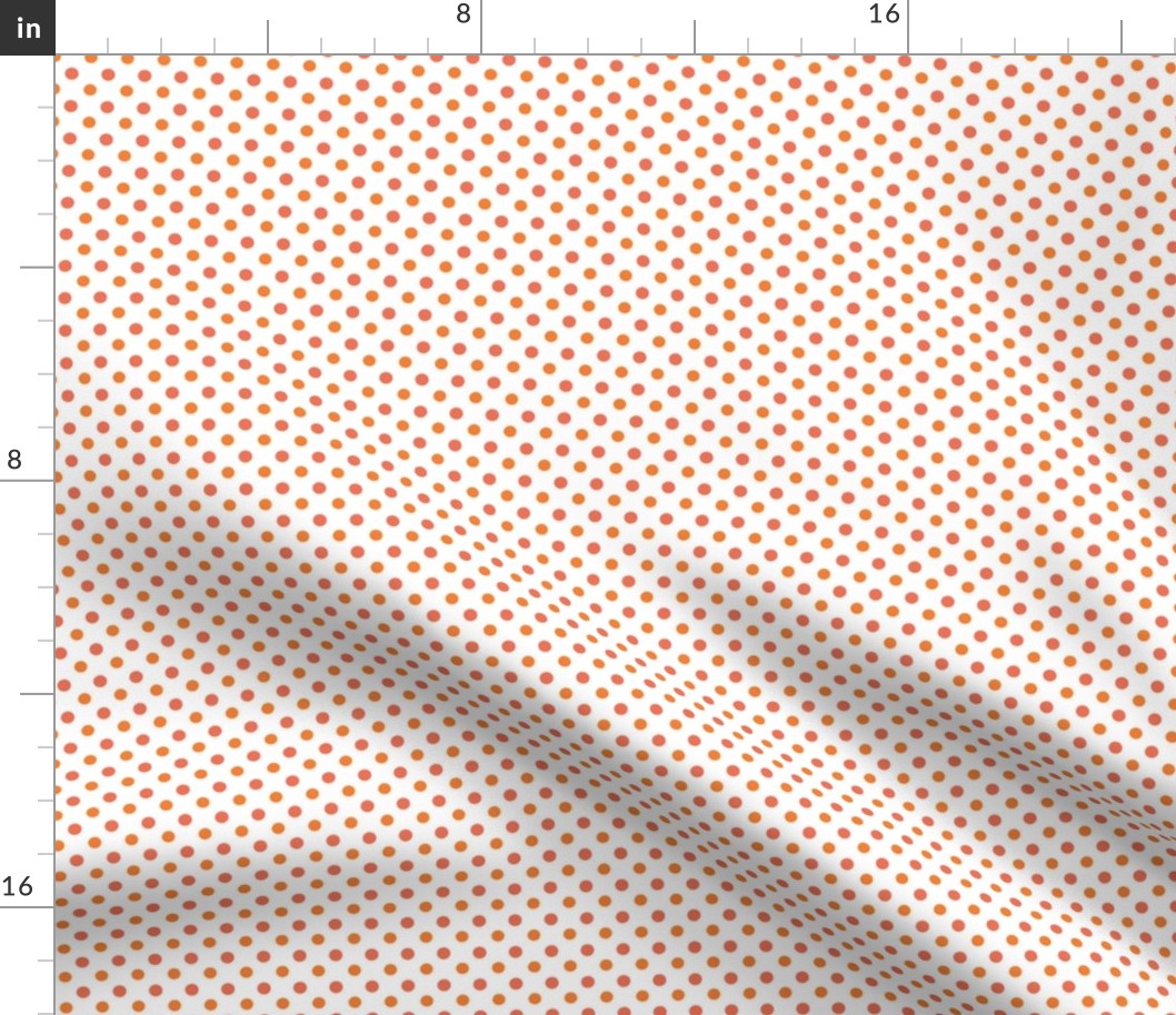 Papaya polka dot on white // coral,  orange and white polka dot 