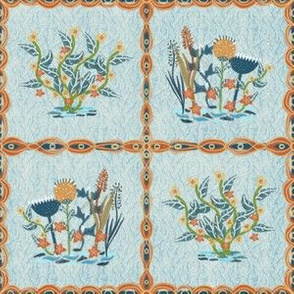 Tiled flowers with crocus background