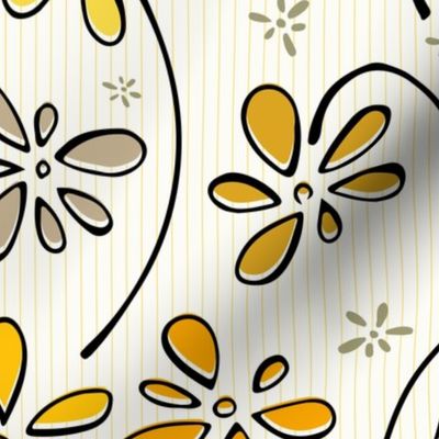 doodle flowers - hand-drawn yellow floral