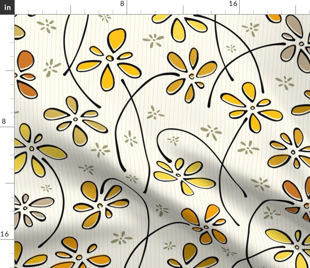 doodle flowers - hand-drawn yellow floral