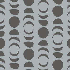 Large Geometric Moon Phases in Neutral Gray