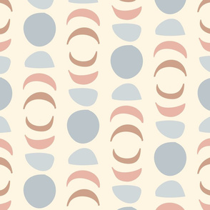Large Moon Phases in Soft neutral Cream Pastel blue and brown