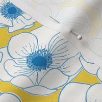 Anemone carpet large scale blue and yellow by Pippa Shaw