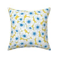 Anemone carpet large scale blue and yellow by Pippa Shaw