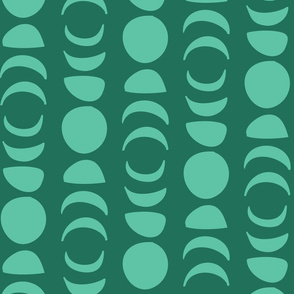 Large Geometric Moon Phases in Vibrant Botanical Green