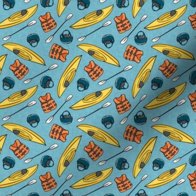 (small scale) kayaking - kayak water sports fabric - blue - LAD21