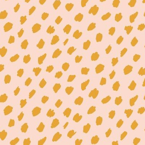 Small Abstract Animal Print in Golden Mustard Yellow on Light Blush Pink