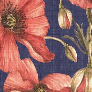 vintage poppies blue (jumbo)