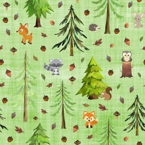 woodland pixel green linen