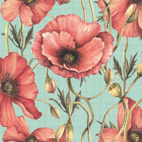 vintage poppies jade