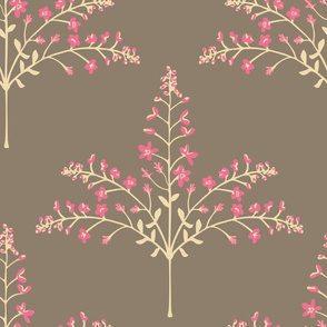 Pashmina - Delicate Floral Grasses in Pink Cream Brown - LARGE-Scale - UnBlink Studio by Jackie Tahara