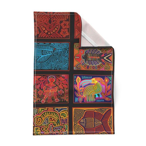 Panama Kuna Indian Mola Collage Tea Towel - Design 11400274