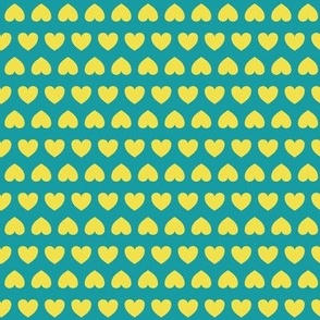 Mirror Hearts -  illuminating yellow on peacock blue