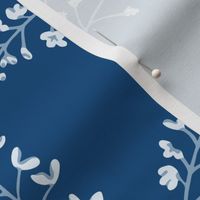 Pashmina - Delicate Floral Grasses in White and Classic Indigo Blue -LARGE-Scale - UnBlink Studio by Jackie Tahara