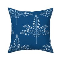 Pashmina - Delicate Floral Grasses in White and Classic Indigo Blue -LARGE-Scale - UnBlink Studio by Jackie Tahara