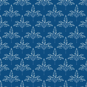 Pashmina - Delicate Floral Grasses in White and Classic Indigo Blue -SMALL-Scale - UnBlink Studio by Jackie Tahara