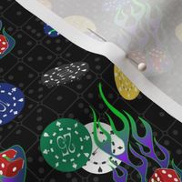 Flaming Lucky Craps Dice - Black - Purple Green 