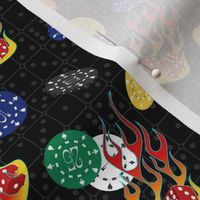 Flaming Lucky Craps Dice - Black - Yellow Red 