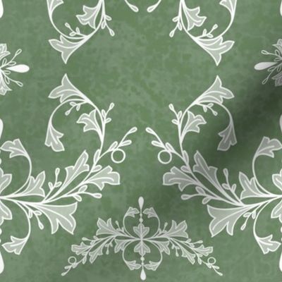 Large Sage Green Rococo Leaves and Swirls