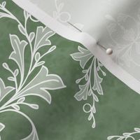 Large Sage Green Rococo Leaves and Swirls