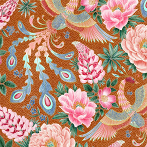 Whimsy Phoenix Chintz (copper) 12”